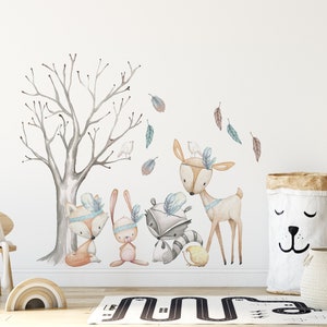 Fox TRIBE Woodland Nursery Décor Forest Animals Fox Deer Raccoon Bunny Wall Decal BOYS Forest Baby Room Above Crib