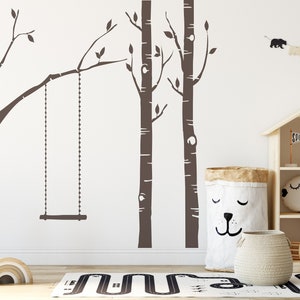 Wall Decal Trees Woodland Nursery Décor 4 Birch Trees Forest Boy Girl Baby Room