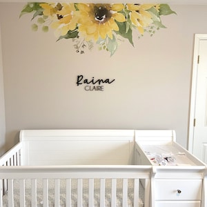 SUNFLOWERS Bliss Wall Decals Border Wall Flowers Bouquet Decal Girl Floral Nursery Décor Watercolor Sunflower Vinyl Fabric Wall Graphics
