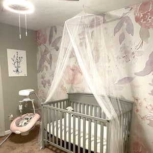 Removable Wallpaper PRIM GARDEN Floral Nursery Wall Décor Nursery wallpaper peel and stick wallpaper baby girl pink nursery 0157