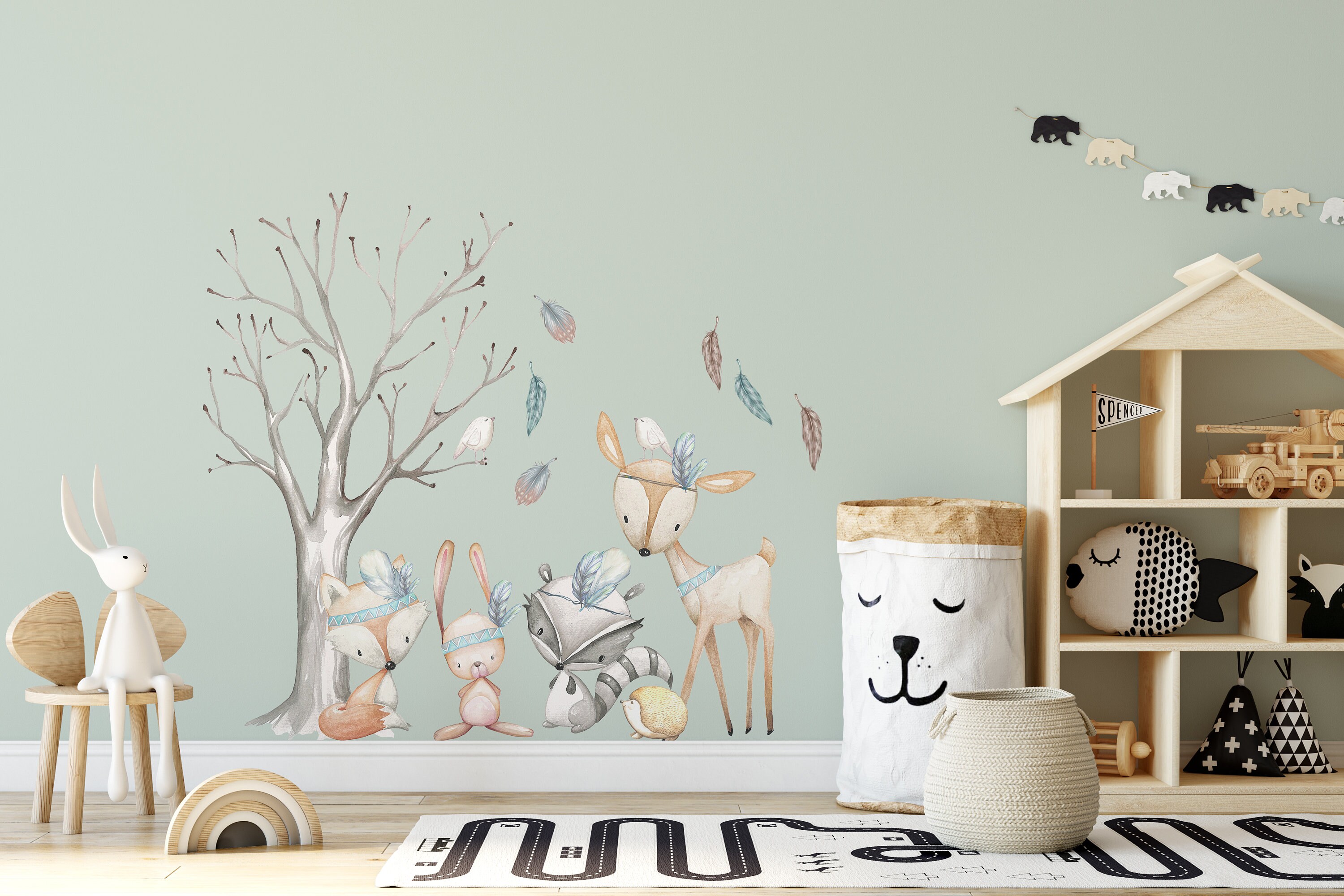 Fox TRIBE Woodland Nursery Décor Forest Animals Fox Deer Raccoon Bunny ...