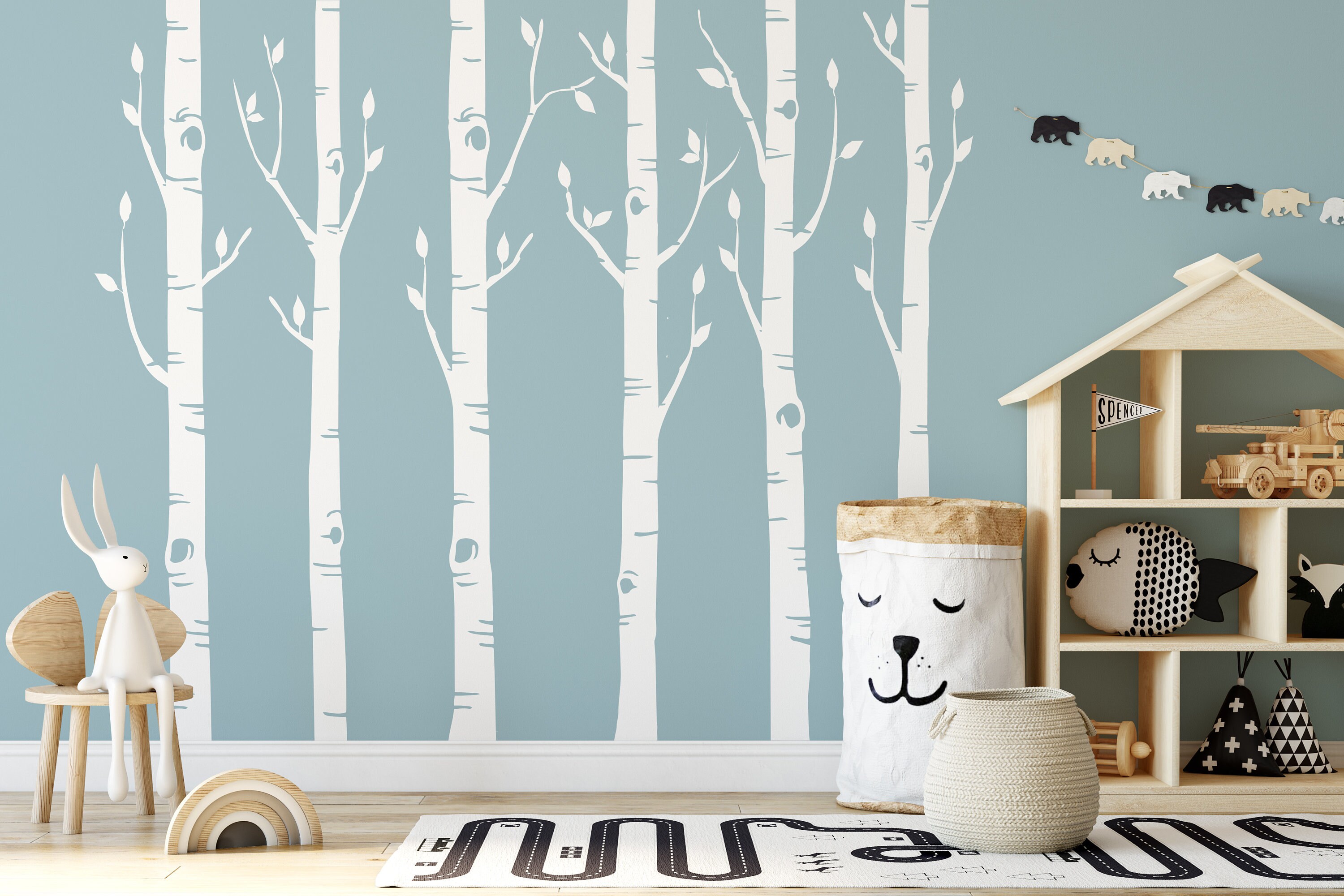Woodland Nursery Decor 6 Birch Trees Forest Wall Decal Neutral Etsy