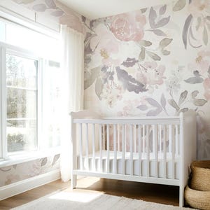 Nursery Wallpaper, Floral Wallpaper, Peony Wallpaper, Pink Wallpaper, Botanical Wallpaper 0156-130