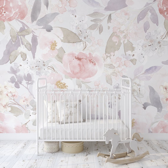 Removable Wallpaper PRIM GARDEN Floral Nursery Wall Décor - Etsy Removable Wallpaper PRIM GARDEN Floral Nursery Wall Décor - Etsy