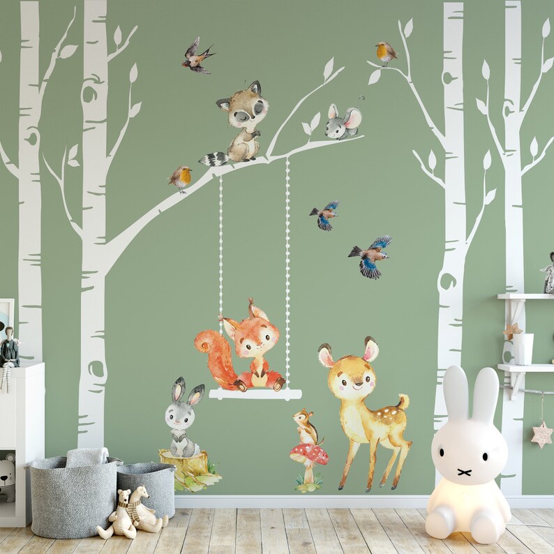 Ufengke Wandtattoo Waldtiere Wandsticker Wandaufkleber Bau Hirsch Für