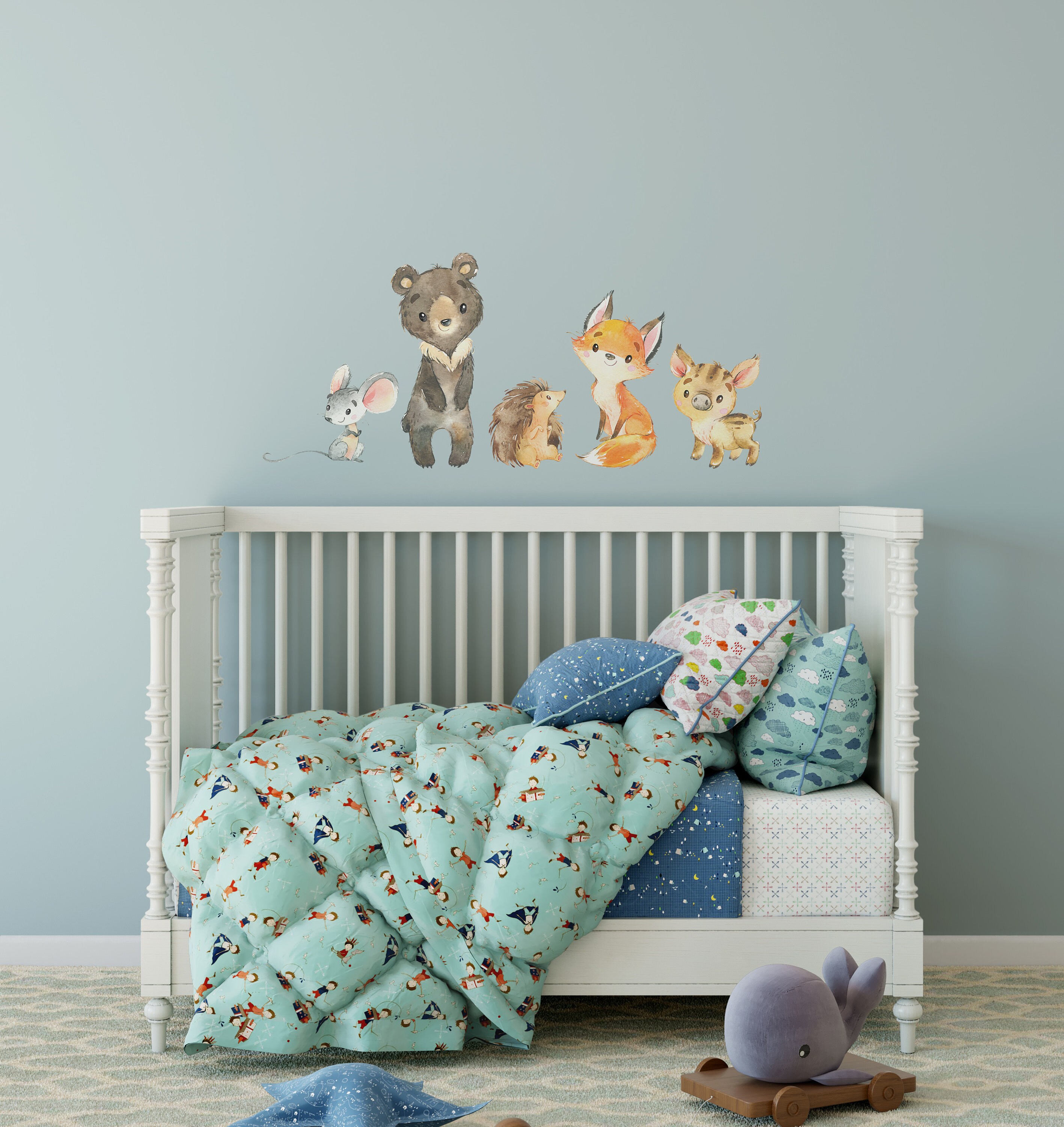 Watercolor Woodland Animals Wall Decals: Forest Nursery Decor - Etsy