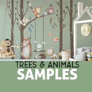 SAMPLES Woodland Nursery Décor Trees Forest Animals Bear Tribe Wall Decal Neutral Boy Girl Baby Room