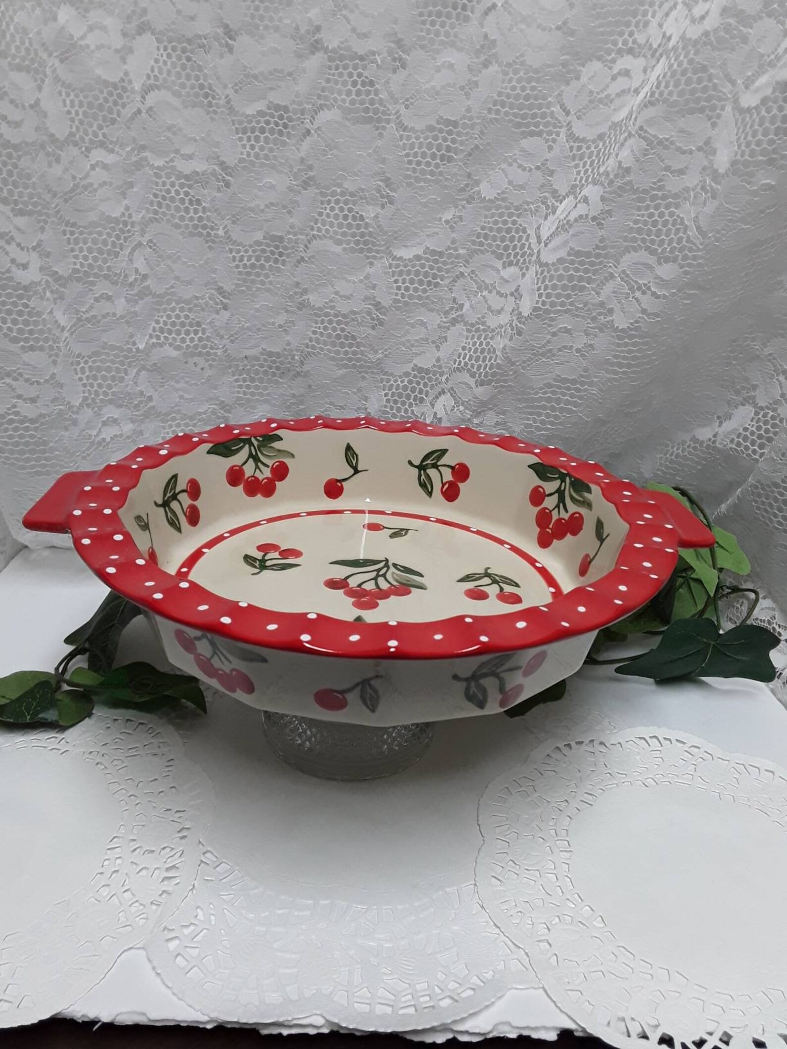 Temptations beautiful 9 inch pie plate Cherries Jubilee Etsy