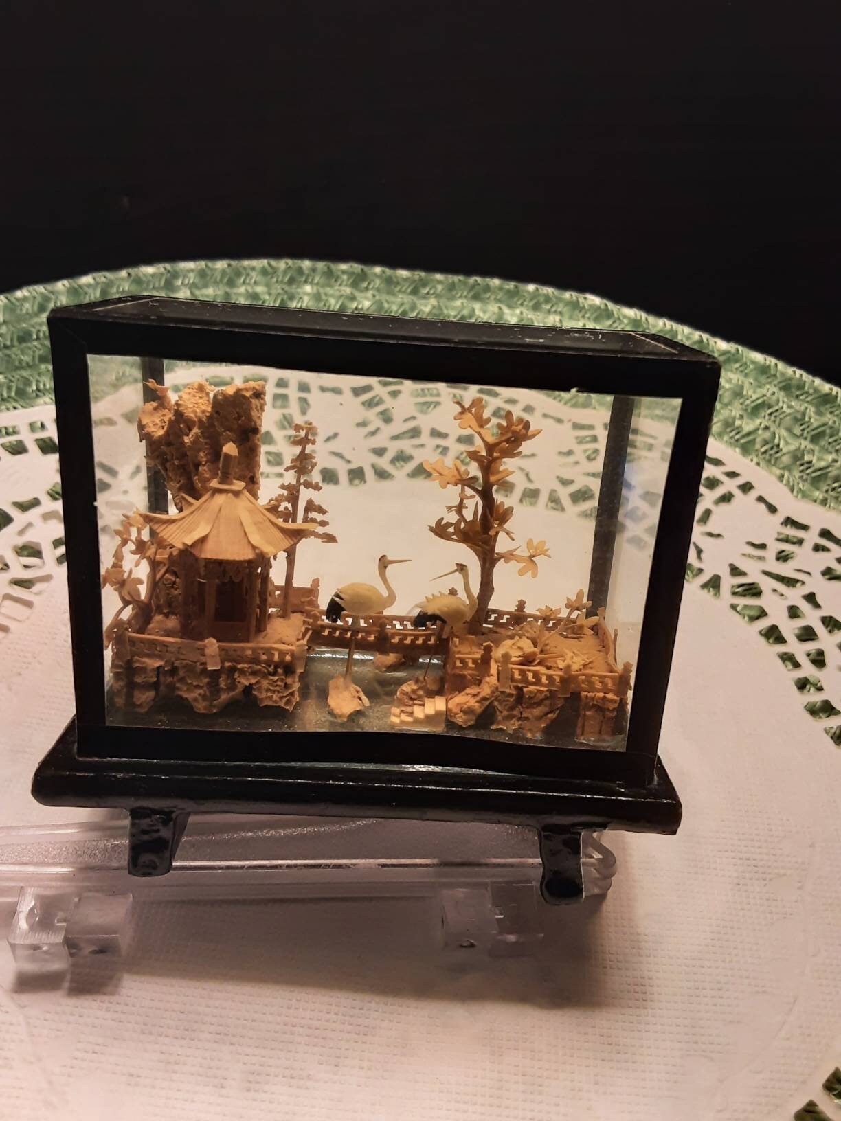 Chinese Hand Carved Cork Art Diorama. Etsy