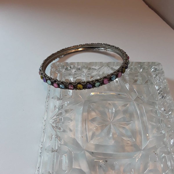 Silver pastel gemstone bracelet