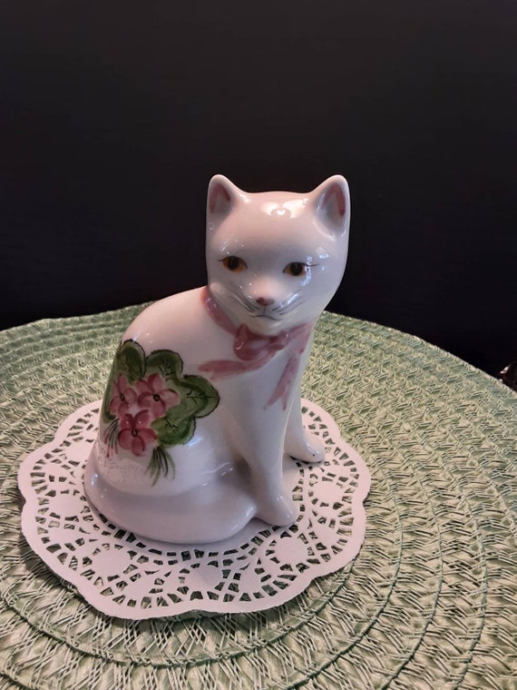 Adorable Hand Painted Ceramic Cat. Etsy