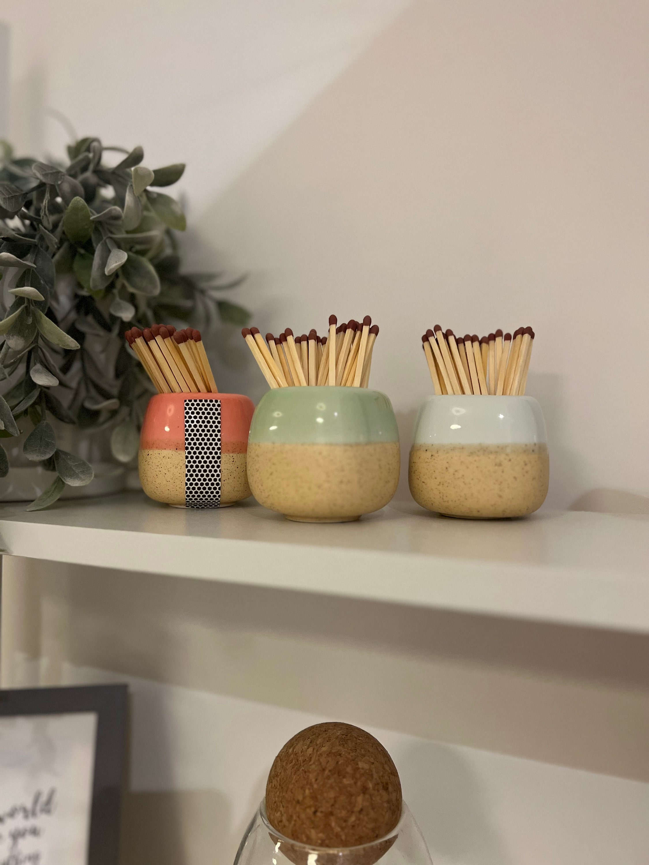 Match Pot Holder Ceramic Pot Homeware Long Matches Etsy UK