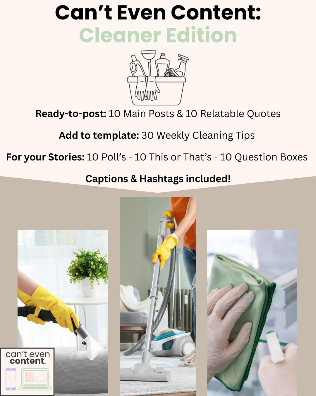 Cleanstream Pack Template Editable Cleaning Content Pack | Canva Templates for Cleaning Business ...