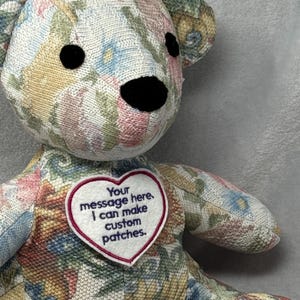Custom Embroidered Heart Patch | Sew-on for Memory Bear, Quilt,  or Keepsake Pillow