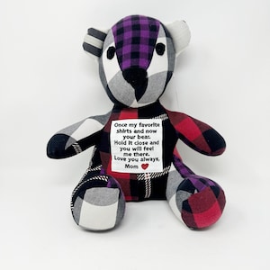MEMORY KEEPSAKE BEAR custom handmade patchwork + embroidery