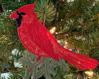 Embroidered Cardinal Memorial Ornament | Red Cardinal Christmas Ornament | Remembrance Keepsake | Sympathy Gift