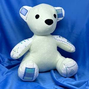 MEMORY KEEPSAKE BEAR custom handmade with 2 fabrics