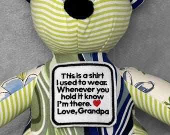 Customizable Memory Bear Square Patch | Sew-on Memorial Patch| Custom Keepsake Label | Memory Pillow Patch