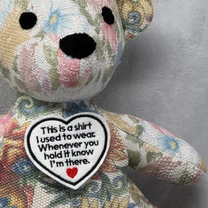 Customizable Memory Bear Heart Patch | Sew-on Memorial Patch| Custom Keepsake Label | Memory Pillow Patch