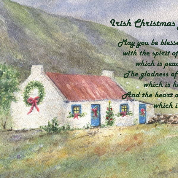 Irish Christmas Blessing Watercolor Print Ireland Landscape Painting Irish Christmas art Christmas wall art Holiday decor Irish gift framed