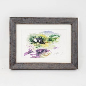 Mini Framed Irish Cottage Print,&quot;County Kerry&quot; Small Ireland Landscape Painting Print, Irish Watercolor Print, Irish Art Print, small Irish