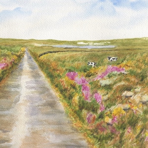 Irish Road, Irish landscape print or original, Irish Art, Ireland landscape, Irish print, Irish watercolor, framed Ireland painting