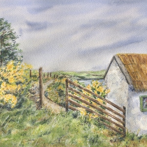 Ireland Farmhouse: Irish landscape painting print or original, Irish art print, Irish gift Ireland landscape Irish cottage print