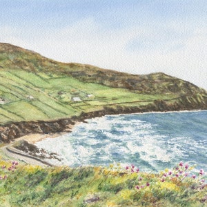 Irish Seaside Ireland Watercolor Prints Irish Landscape painting Ireland Irish art Irish cottage island painting wall art