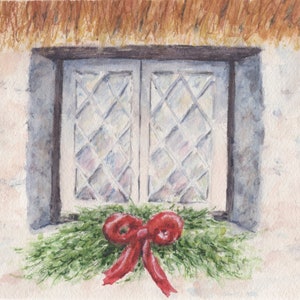 Thatched Cottage Christmas, Ireland Christmas Gift, Irish Christmas art, Irish Christmas gift for mom, Ireland art, irish cottage painting