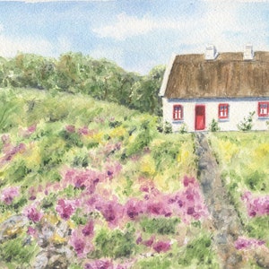 Irish Cottage, Ireland watercolor painting  print, Irish art print, framed Irish, print,Irish cottage print, Ireland landscape, Irish gift