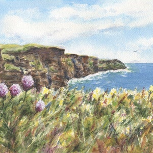 Cliffs of Moher 2 Ireland painting Irish Landscape print, Ireland landscape print, Irish art, Irish gift, Ireland gift, Ireland cliffs