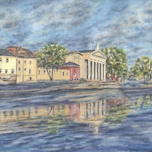 Pope&#39;s Quay Cork Ireland Painting Print or Original Painting, St. Mary&#39;s Church Pope&#39;s Quay Cork print, Ireland painting, Ireland landscape