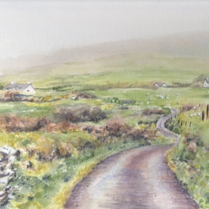 Dingle Peninsula Misty Day, Irish landscape painting print or original, Irish art print, Irish gift, Ireland landscape, Irish print,