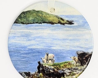 Adornos navideños de Dingle, Irlanda, arte irlandés, regalo irlandés, adorno navideño irlandés, paisaje irlandés, adorno para árbol, arte irlandés