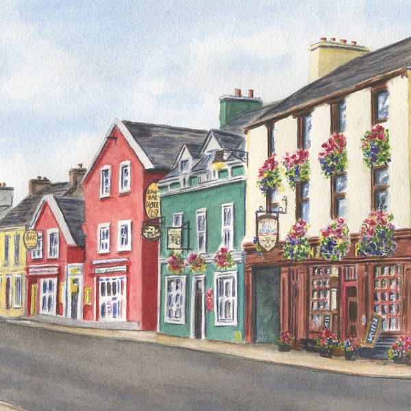 Dingle Ireland painting print, Dingle print, Ireland painting, Ireland landscape, Irish art, Irish pub print, Irish gift, Ireland art