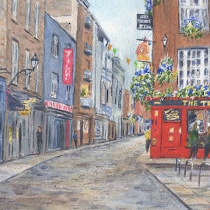 The Temple Bar, Dublin Ireland painting print, Dublin print, Ireland pub painting, Ireland landscape, Irish art, Irish pub print,