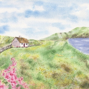 Irish Summer Day, Irish Cottage, Irish Print, Framed Irish Art, Ireland landscape, Irish gift for mom, Ireland print, Ireland painting