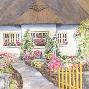 Adare Cottage, Ireland landscape painting, Irish art, Ireland art, Irish gift, Ireland gift, Adare Ireland, painting Irish