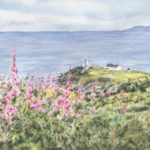 Howth Dublin Ireland Watercolor Prints, Howth, Ireland paintingDublin print, Irish art, Ireland landscape, Dublin Art print, Ireland print
