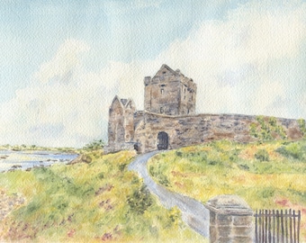 Dunguaire Castle, Kinvara Ireland, Galway Bay landscape painting, Irish art, Ireland art, Irish gift, Ireland gift, Irish Castle print