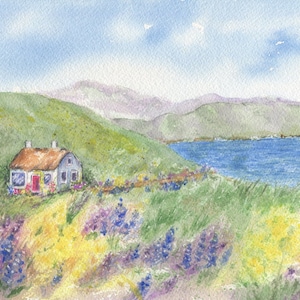 Irish By The Sea: Irish Landscape Painting, Watercolor Print, Ireland Landscape print, Irish art, framed art, Ireland painting, Irish gift