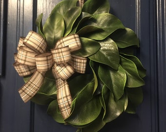 Magnolia mini wreath, Farmhouse grapevine gift for her, year round small greenery wreath, Cabinet Door Wreath, Mothers day gift