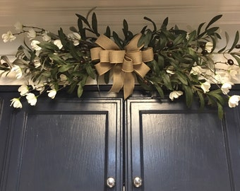 Farmhouse Olive swag, Year round Everyday Olive Branch swag above front door, Olive Leaf wedding arch, swag above bed, Housewarming gift