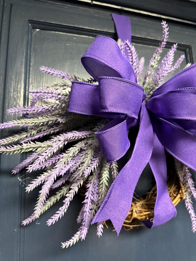 Lavender mini wreath, Farmhouse small wreath for cabinets, Pantry wreath, year round wall wreath, everyday home decor, housewarming gift image 4