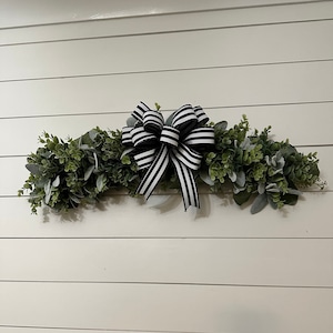 Greenery Swag for wall, Year round horizontal greenery swag, Everyday eucalyptus and lambs ear swag home decor, Wedding sign swag garland