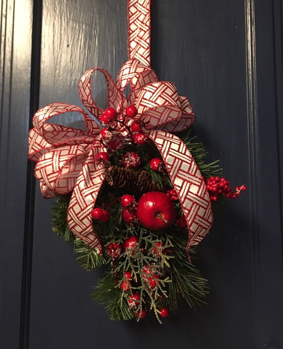 Christmas Mini Swag, Small Christmas Fruit Wreath, Chair Back 