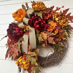 Fall Maple Leaves Wreath, Small Autumn Front Door Wreath, Wreath With ...