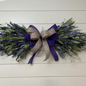 Blue Lavender swag, Everyday Front door decor, Year round mirror swag, Easter door swag, horizontal home decor wall hanging