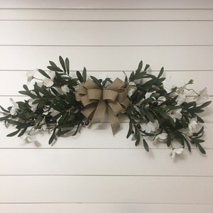 Farmhouse Olive swag, Year round Everyday Olive Branch swag above front door, Olive Leaf wedding arch, swag above bed, Housewarming gift