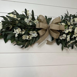 Farmhouse Olive swag, Year round Everyday Olive Branch swag above front door, Olive Leaf wedding arch, swag above bed with cotton bolls image 3